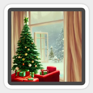 Christmas Eve with Joy of Love and Blessed This Year with Christmas Trees Warm Wishes Sticker